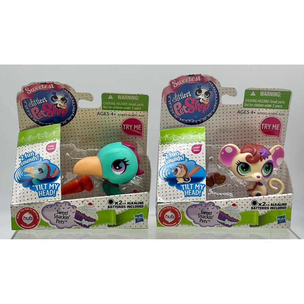 2012 Littlest Pet Shop-Sweet Snackin' Pets #3080 Toucan #3083 Mouse Lot of 2 NIP